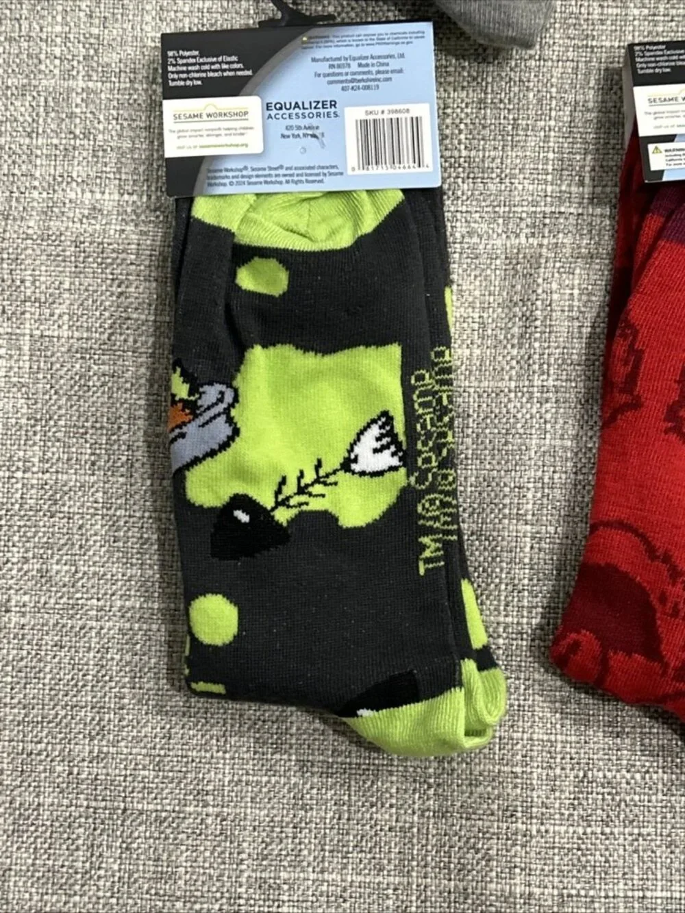 Lot of 4 Novelty Crew Socks Pop Culture Sesame Street Elmo Cookie Monster Burt